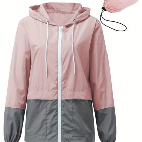Women's Outwear Women Rain Coats Lightweight Waterproof Outdoor Rain Jacket (Color: pink)